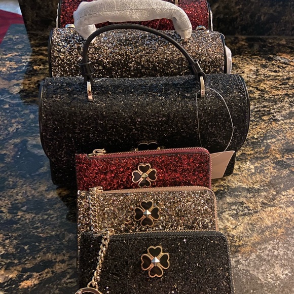 NWT Kate Spade ♠️ Rose Gold Odette Glitter Mini Top Handle Crossbody Card Holder - Picture 11 of 11